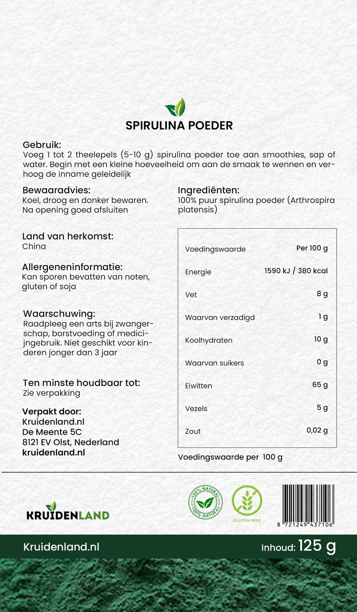 Spirulina Poeder - Kruidenland