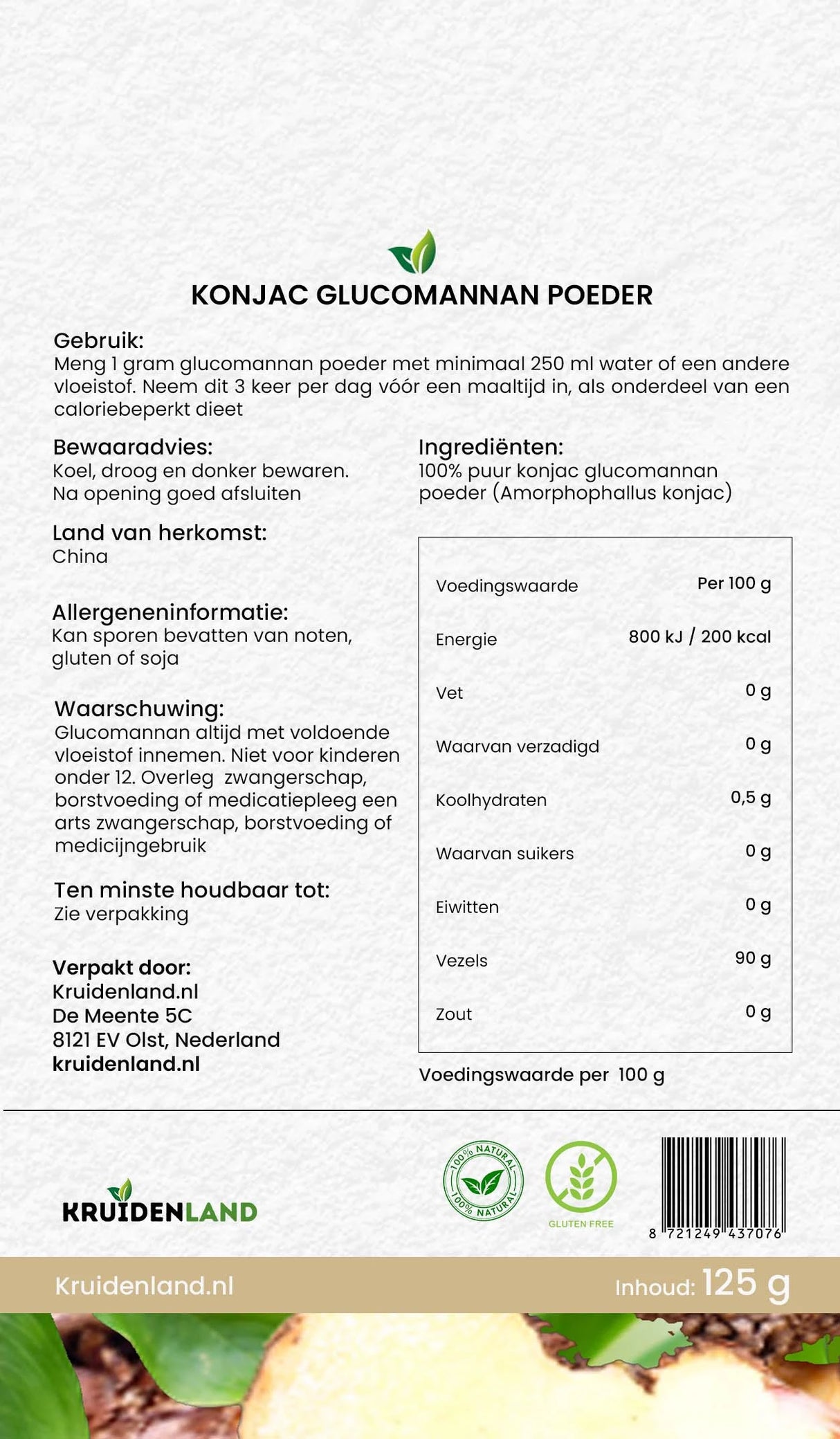 Konjac Glucomannan Poeder - Kruidenland